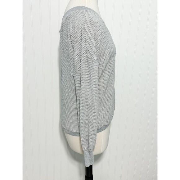 Women's Waffle Knit V-Neck Casual‎ Long Sleeve Pullover Sweater Gray Size Large - Picture 4 of 12